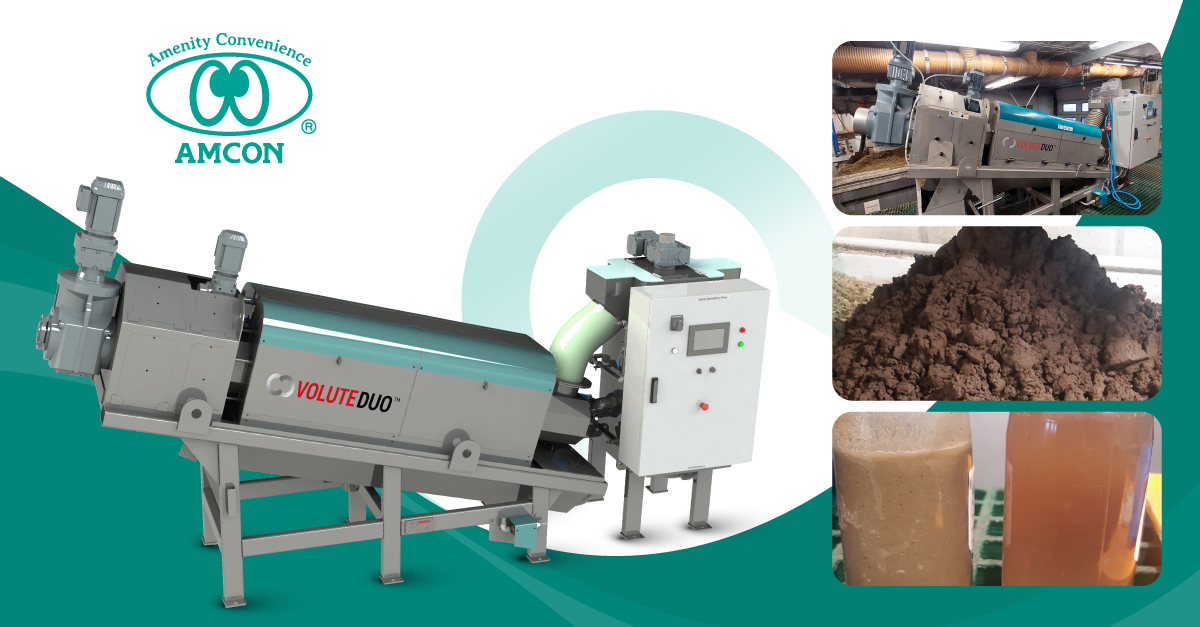 La VOLUTE DUO™ déshydrate un mélange de boue DAF et de filtrat de lisier en fonctionnement continu et à faibles coûts OPEX