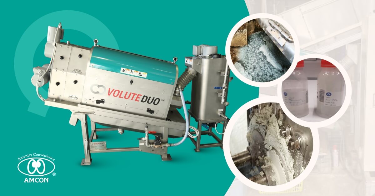 La VOLUTE DUO™ déshydrate une boue contenant plus de 90% de matière inorganique et atteint une siccité de 57%.