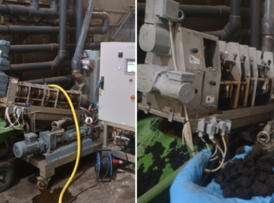 AMCON Europe_VOLUTE-VOLUTE DUO_FS-201-RVP-241_PT_IND_Pig manure processing_Netherlands_2025_img1 1. VOLUTE™ FS-201 a VOLUTE DUO™ RVP-241 na místě